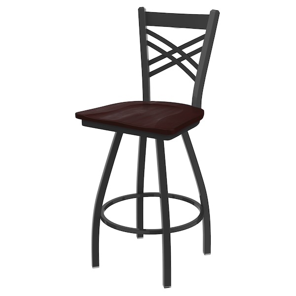 Holland Bar Stool Co 25" Swivel Counter Stool, Pewter Finish, Dark Cherry Maple Seat X820 - main
